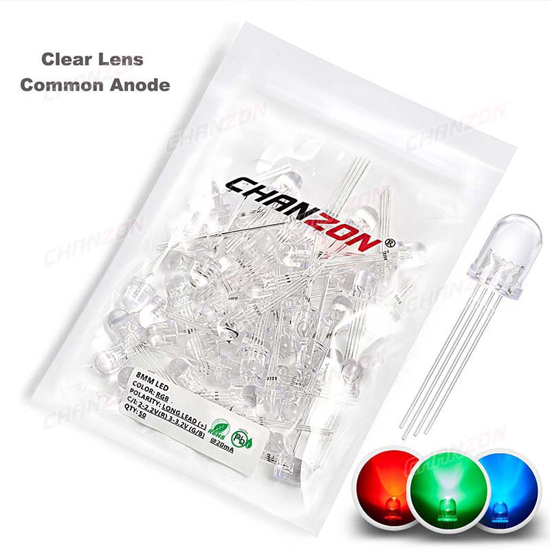 50pcs 8mm RGB LED Emitting Dio - огляд і ціна Science And Hobby